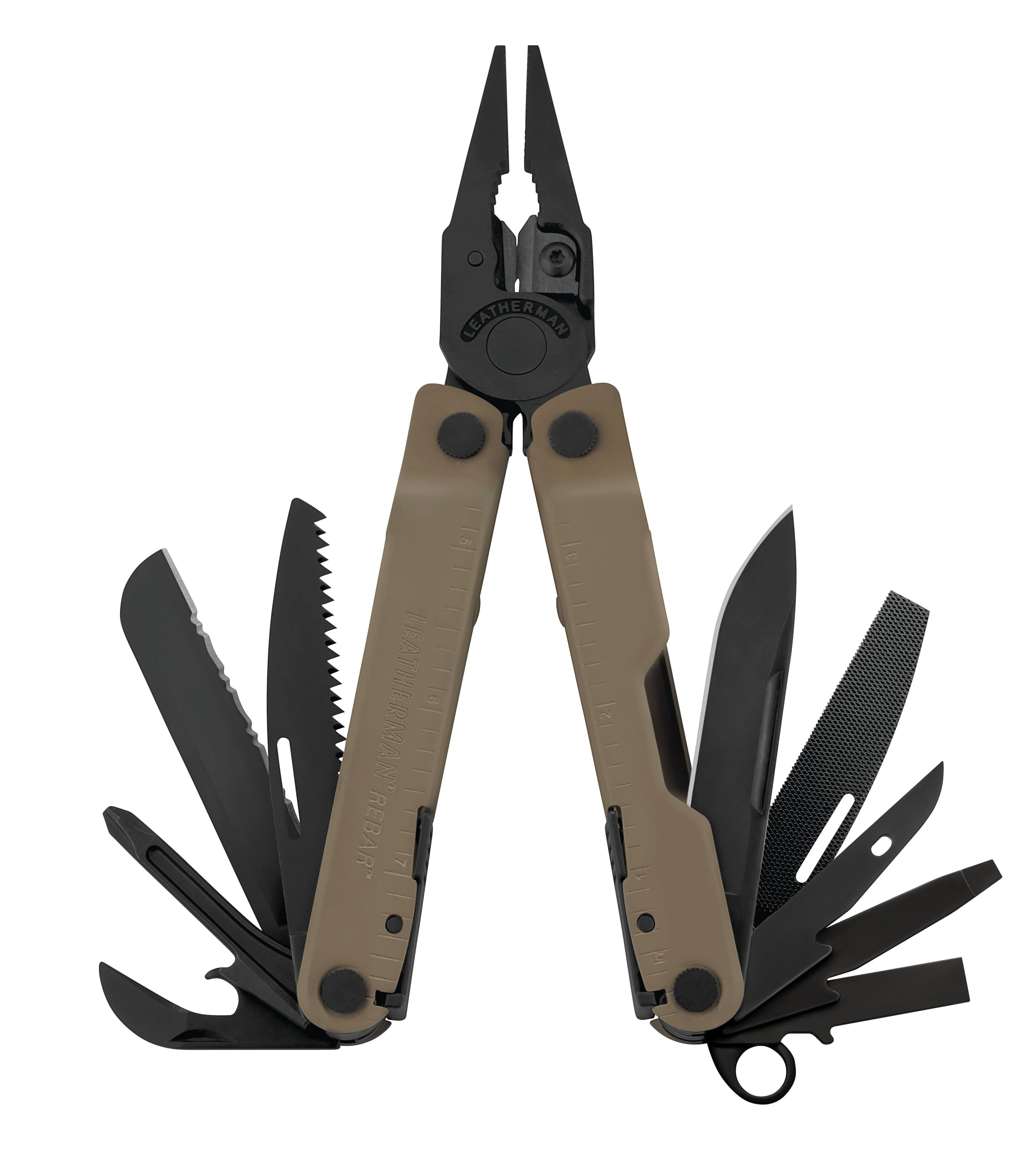 Leatherman Rebar Multioutil 17 Outils - Bricolage et Camping en Acier Inoxydable Noir et Marron